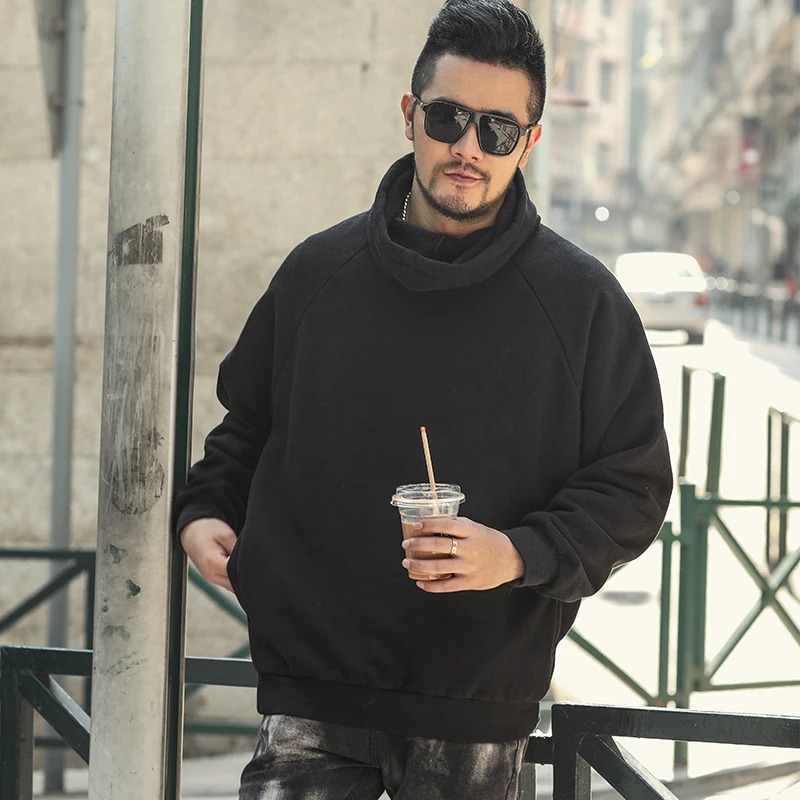 Большой размер высокий ворс хлопок флис Свободный Мужской свитер модный мужской