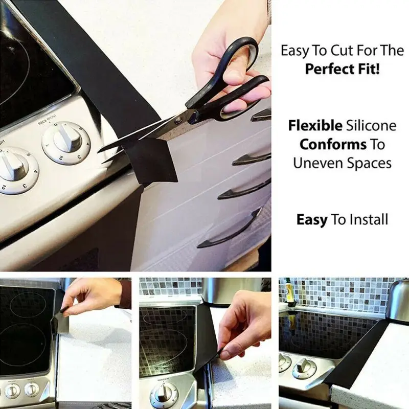 

2Pcs/Set Silicone Easy-to-clean Heat-resistant Stove Gap Cover Filler Household Kitchen Counter Sealed Cover