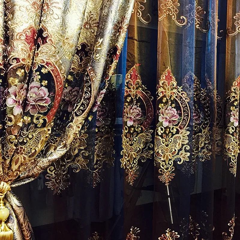 High-end European Gold Leather Water Curtain Curtains for Living Room Bedroom Valance | Дом и сад