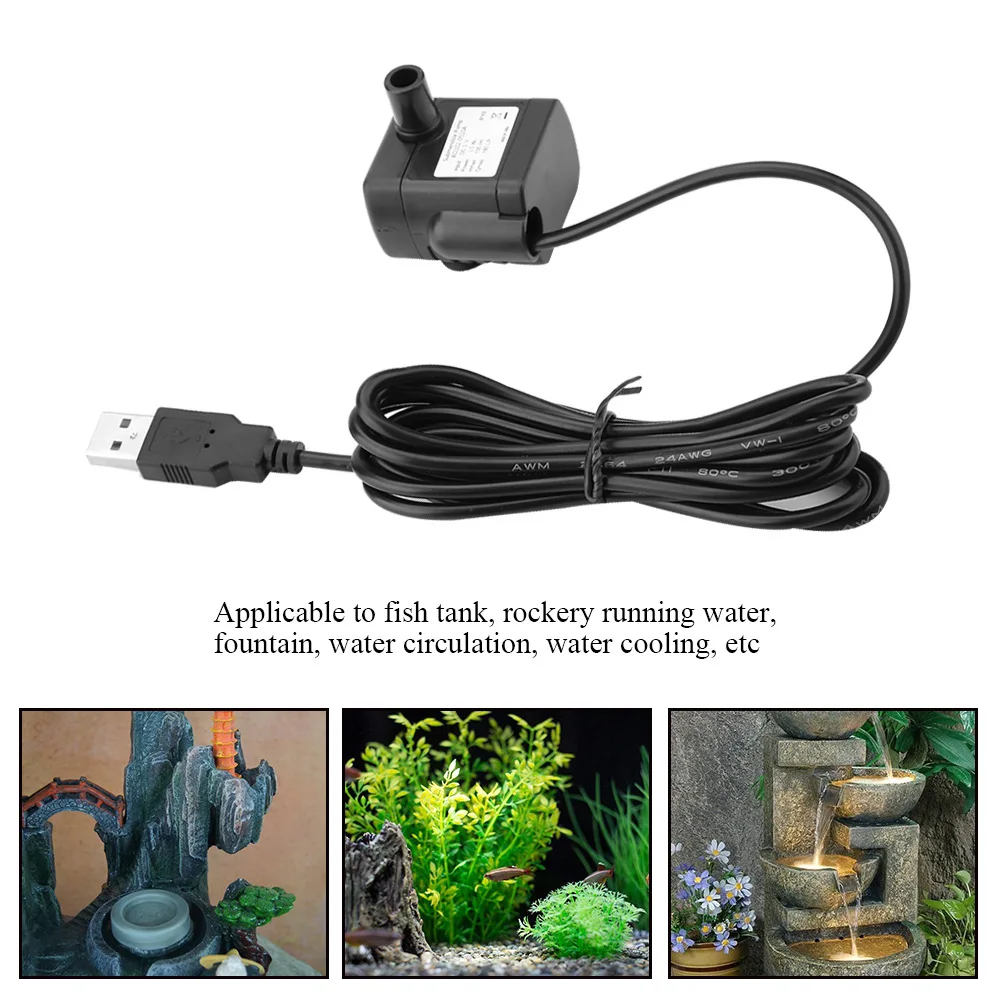 USB DC 5V Small Brushless Pump Aquarium Fish Tank Fountain Water Circulation Electric Miniature Submersible | Дом и сад