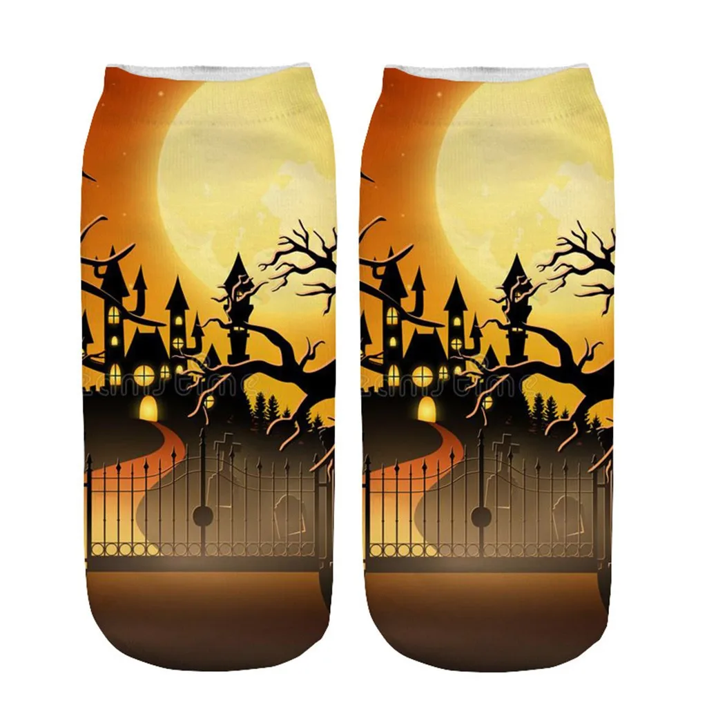 Новые женские 3D печатные носки Хэллоуин Забавный Тыква носок в виде фонаря