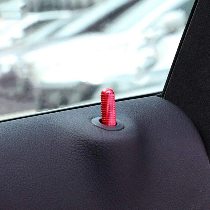 4Pcs Red Aluminum Bolt-on Replace Door Lock Knobs with Car Lift Cover Decoration Trim Stickers | Автомобили и мотоциклы