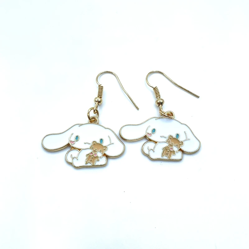 New Dripping Alloy Cartoon Dog Hug Bear Cute Pendant Earrings Jewelry Pendant Lady Earrings