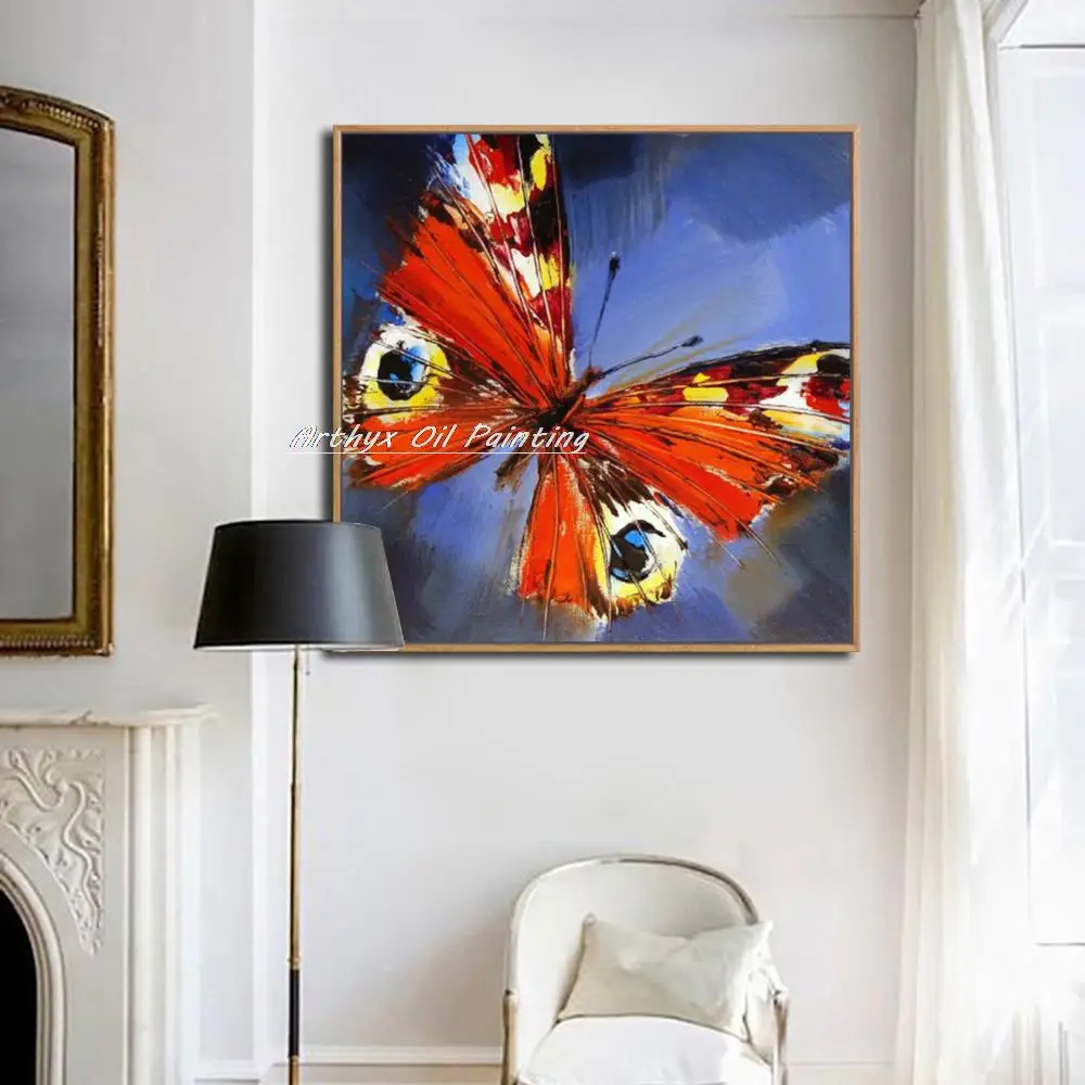 Arthyx Modern Abstract Wall Picture Hand Painted Animal Butterfly Oil Painting On Canvas Pop Art For Living Room Home Decoration | Дом и сад