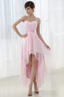 fashional a line pink front short back long graduation dress free shipping party evening dress with sashes lace up