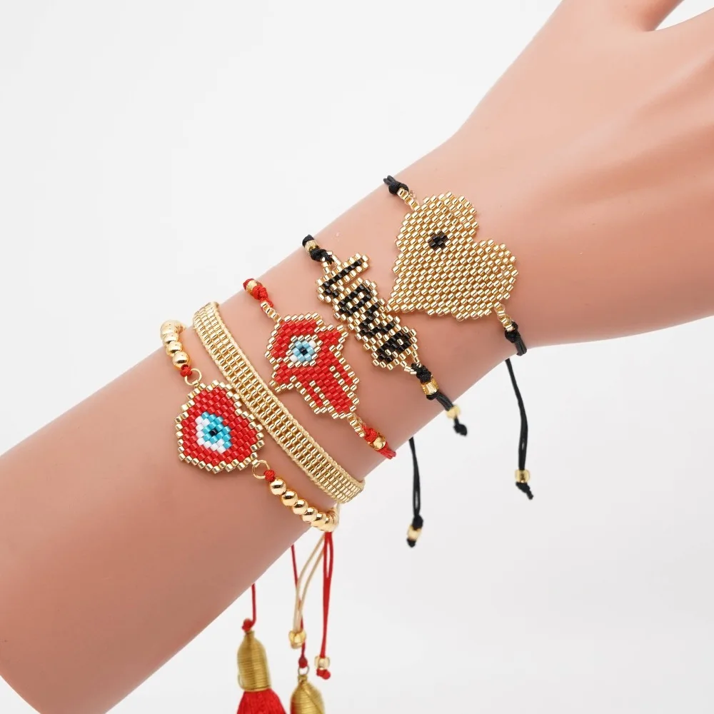 Go2boho MIYUKI Love ювелирные изделия Турецкий Дурной глаз браслет женский кисточкой Pulsera Mujer сердце Фатима хамса ручной работы браслеты