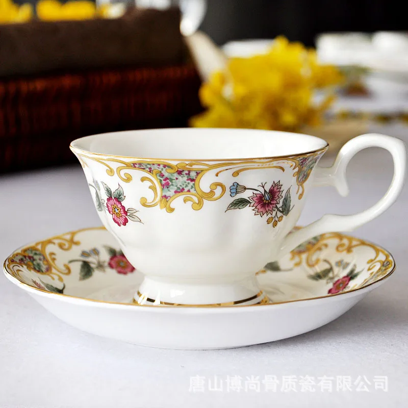 

European-style British Bone China Coffee Cup Printing Ceramic Cup Afternoon Tea Cup Black Tea Creative Mug cup set