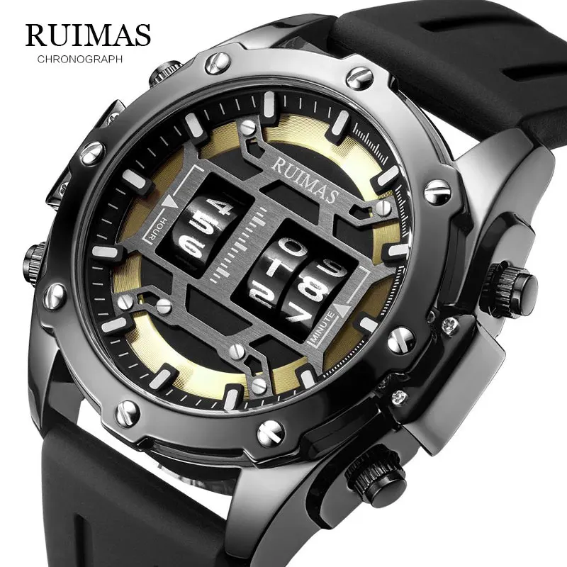 Часы наручные MEGIR мужские с кожаным ремешком цифровые люксовые брендовые