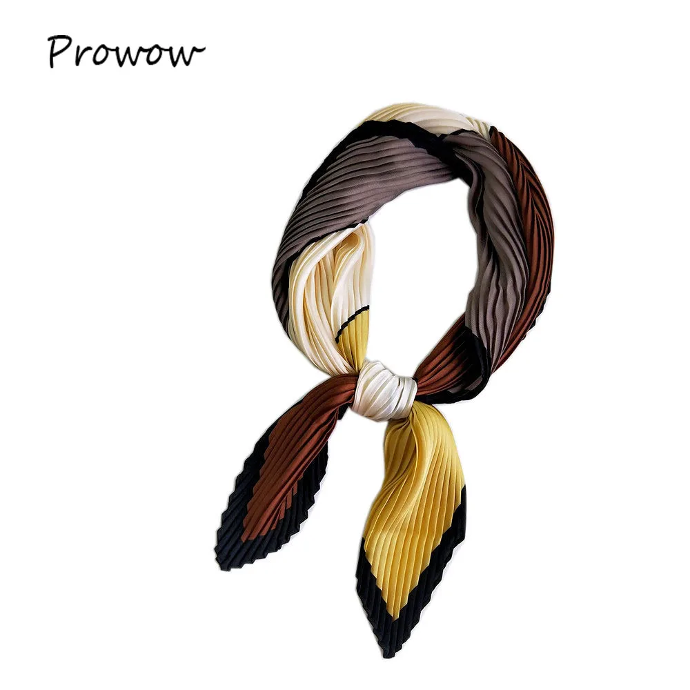 Женский плиссированный шарф маленький квадратный в стиле ретро размер 70*70 см FJ101