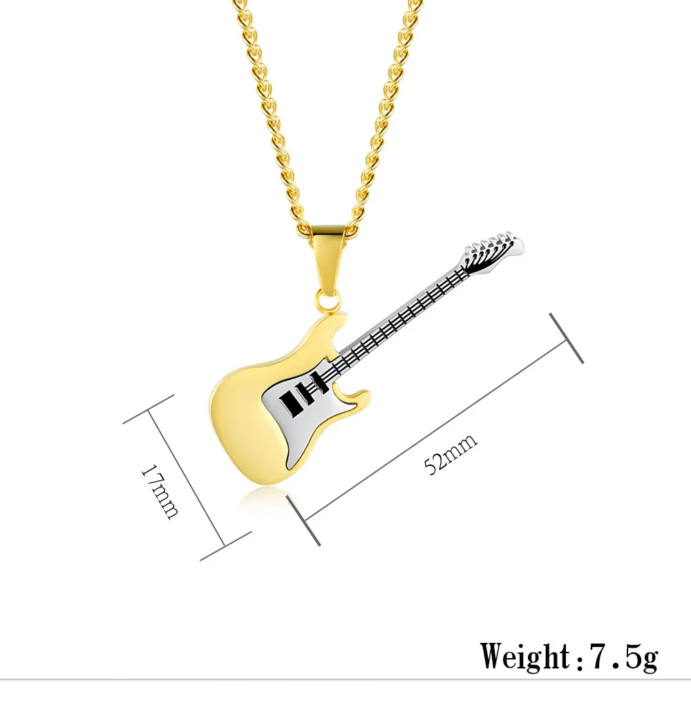 JHSL Hiphop мужское ожерелье с гитарой подвески из нержавеющей стали черного и