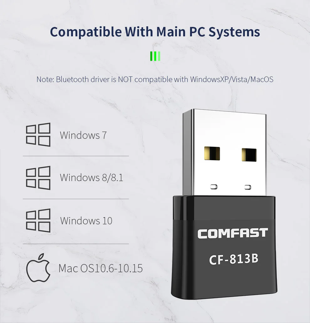 

650Mbps Dual Band 2.4G&5.8G Wireless WiFi Adapter Bluetooth 4.2 Wifi Dongle for Stable PC BT Mouse Keyboard Speaker Connection