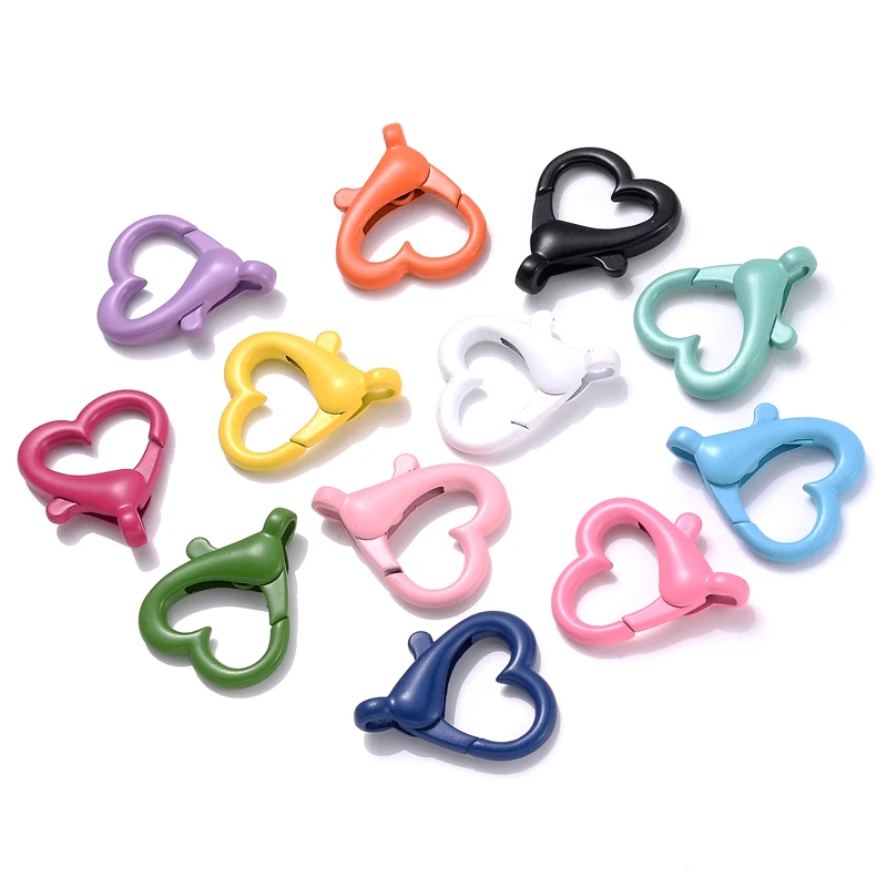 

10Pcs/Pack Of 22x26mm Color Alloy Love Peach Heart Connection Keychain Lobster Clasp DIY Jewelry Accessories Handmade Pendant