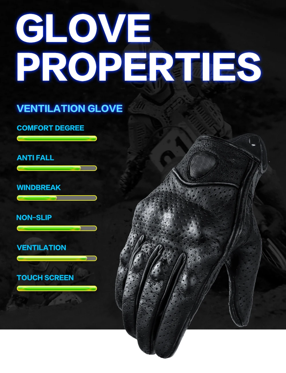 Retro Perforated Real Leather Motorcycle Gloves Moto Waterproof Winter Warm Gloves Motocross Motorcycle Protective Gears