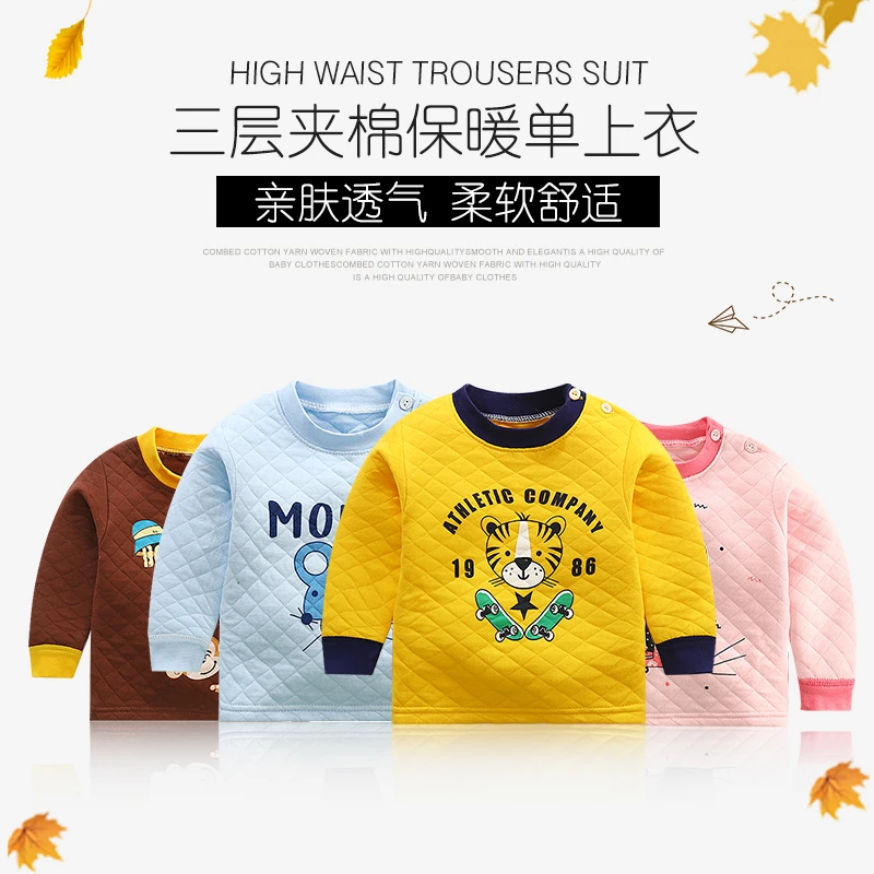 Baby Tshirt Thick Winter Warm Home Wear Newborn Baby Boys Girls Tops T-shirt Kids Clothing Baby Clothes