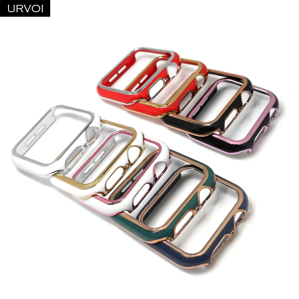 Бампер URVOI для Apple Watch series 6 SE 5 4 3 2 блестящий пластиковый чехол с твердой рамкой iWatch