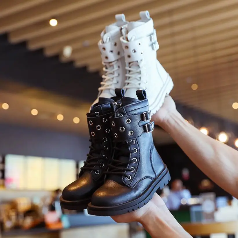 Детская обувь 2020 осенне зимние детские кожаные ботинки Martin модные длинные для