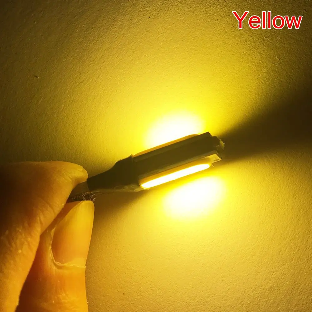 10X Белый Синий Красный авто Led 194 DC 12V COB Canbus без ошибок лампы для чтения боковой маркер резервный стояночный сигнальный светильник для багажника - Испускаемый цвет: Цвет: желтый