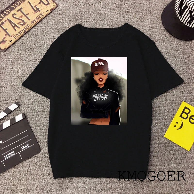 Черная Женская футболка с волшебным поппином для девушек черная принтом