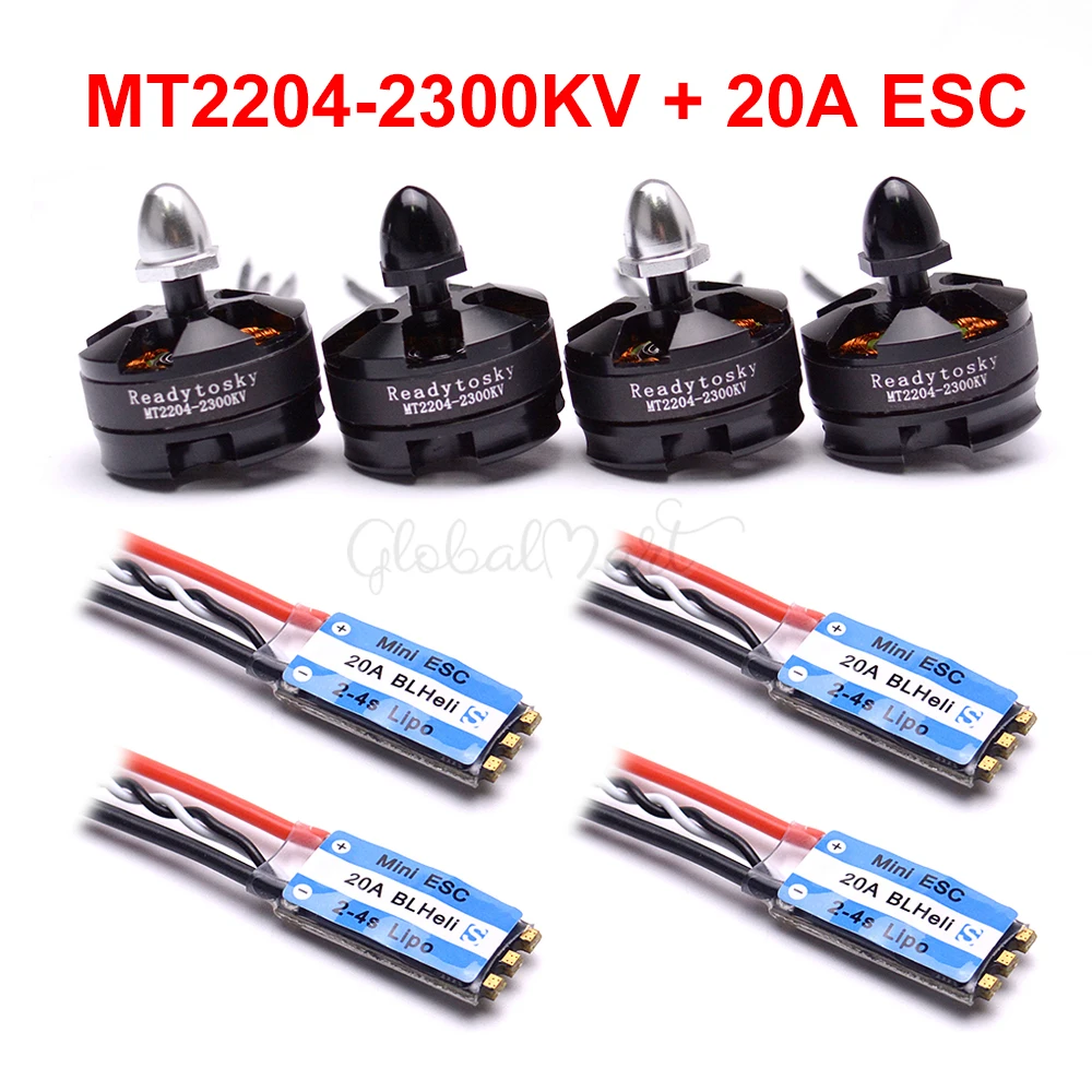 Mini blheli-S 20A ESC 2-4S OPTO + MT2204 2300KV вращение по часовой стрелке и против бесщеточный