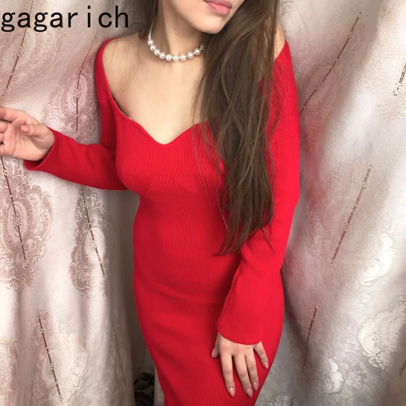 Женское трикотажное платье Gagarich облегающее обтягивающее с низким v образным
