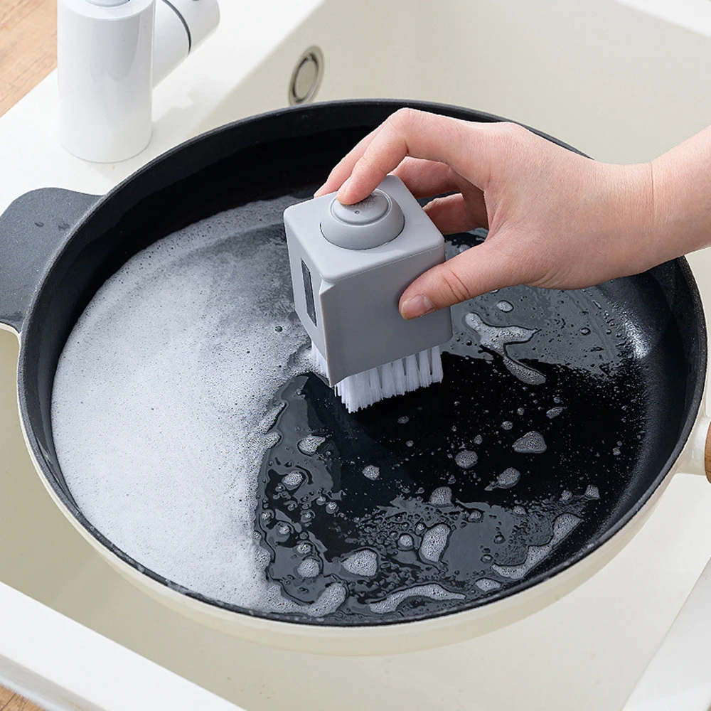 Щетка для чистки с дозатором моющего средства губка щетка посуды горшка мытья