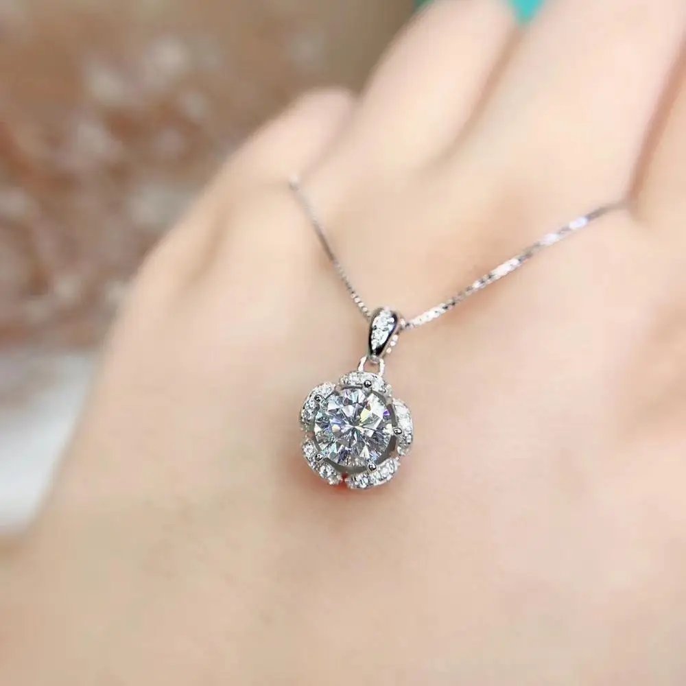 Круглые серебряные подвески poethes Of Jew Store 1ct D VVS роскошные Подвески Moissanite Weding для