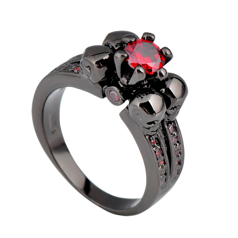 

Fashion new hot style ring accessories black gold skull six claw ring zircon ring couple ring couple jewelry
