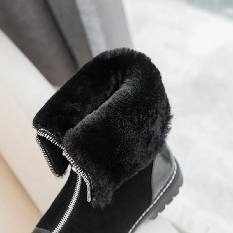 Ботильоны женские зимние из натуральной кожи на молнии с круглым носком размеры