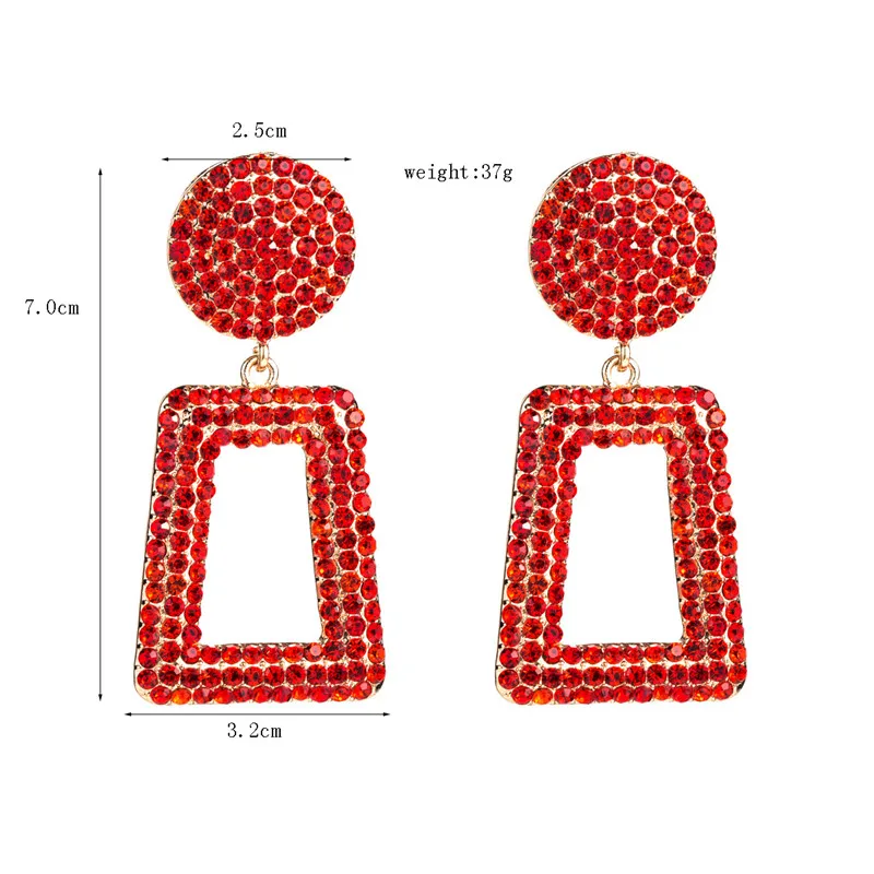 

Rhinestone Large Earrings for Women Luxury Statement Stud Earring Female Fashion Jewelry Big Dangler
