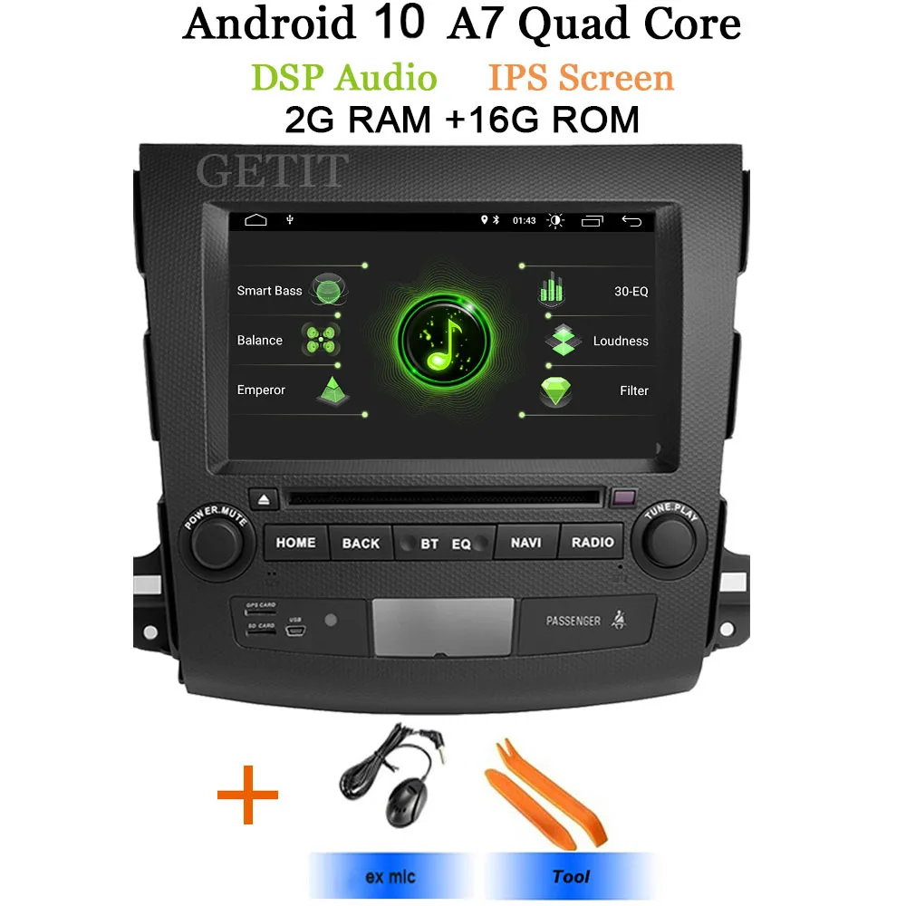 DSP чип ips Android 10 в тире автомобильный стерео dvd-плеер gps для Mitsubishi Outlander 2007-2012 peugeot 4007/Citroen C-Cross радио - Цвет: DSP-IPS-2G A7