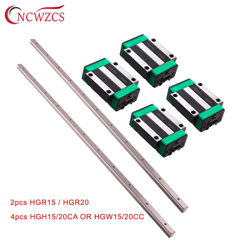 HGR20 HGR15 Square Linear Guide Rail 2pc+4pcs HGH20CA/HGW20CC HGH15CA Flang Slide Block Carriages For CNC Router Engraving | Обустройство