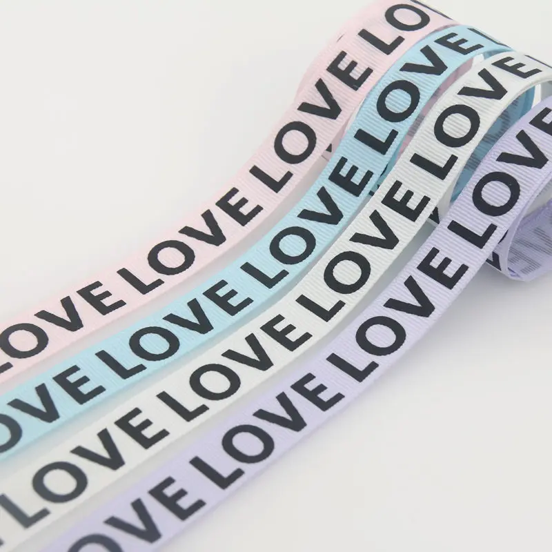 DUWES 16 мм 50 ярдов любовь Печатный Grosgrain ленточный аксессуар бант для волос