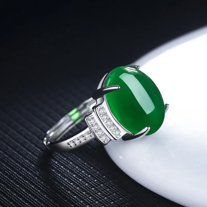 Женское кольцо с агатом Anillos Yuzuk открытое Винтажное из стерлингового серебра 100%