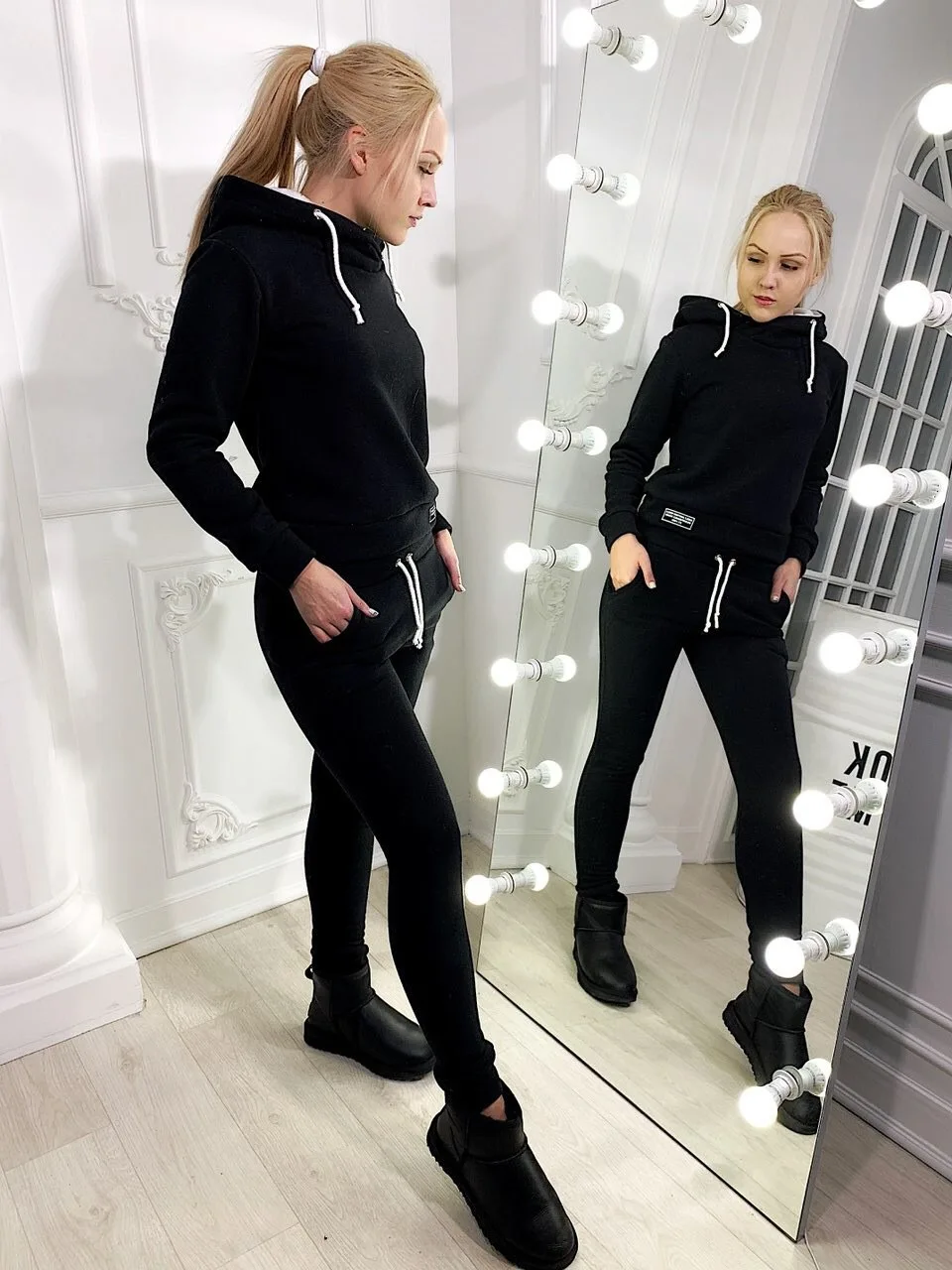 Зимний женский новый плюс бархатный Спортивный Повседневный свитер костюм