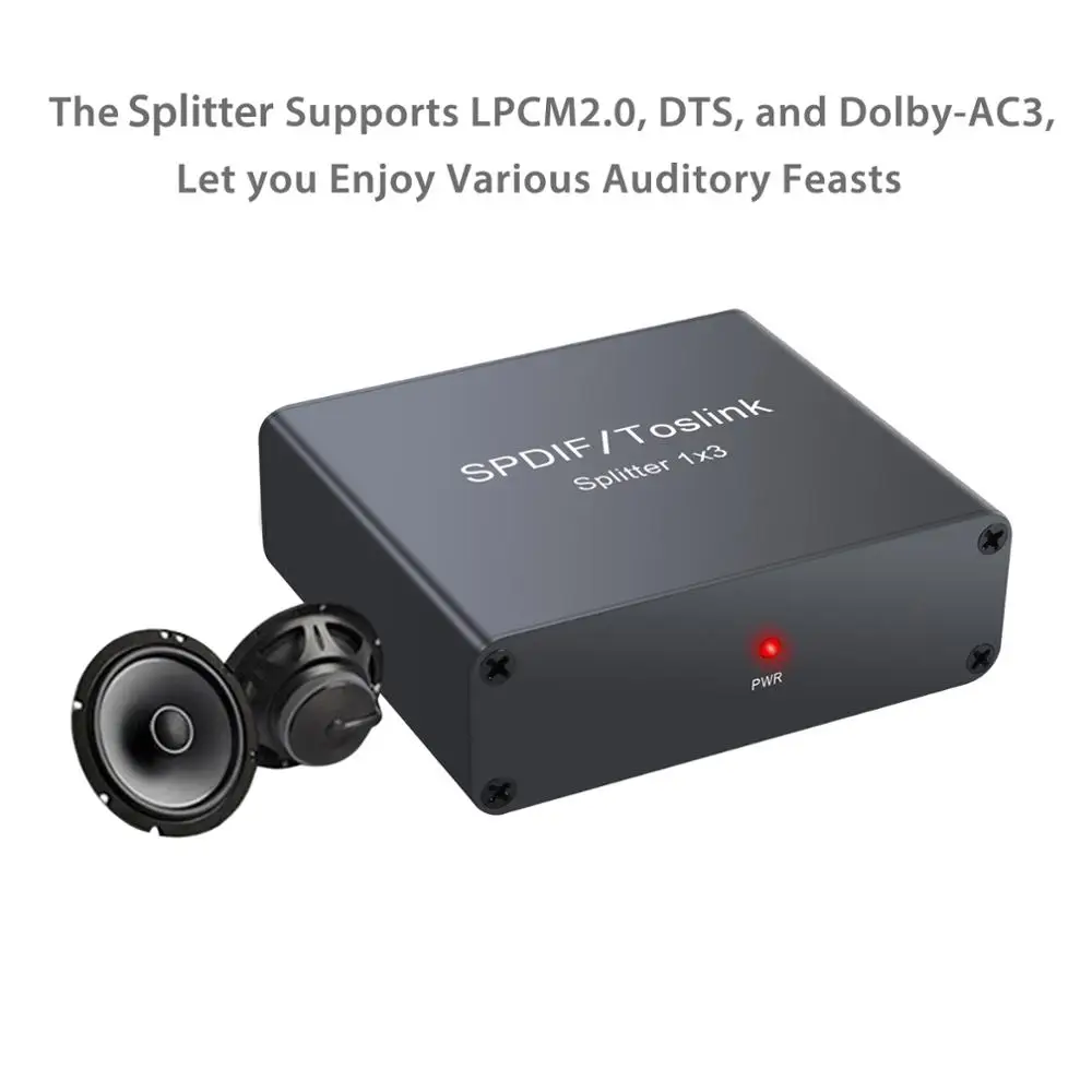 ESYNiC 3 порта SPDIF Toslink оптический цифровой аудио сплиттер 1x3 алюминиевый сплав 1 в