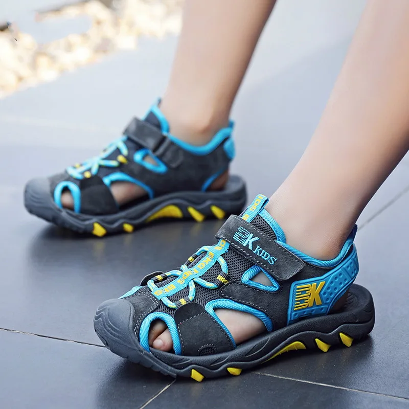 Sandalias de Punta cerrada para ni&ntilde;o, chanclas antideslizantes de suela suave para estudiantes j&oacute;venes, de 9 a 12 a&ntilde;os, de verano, 8-4