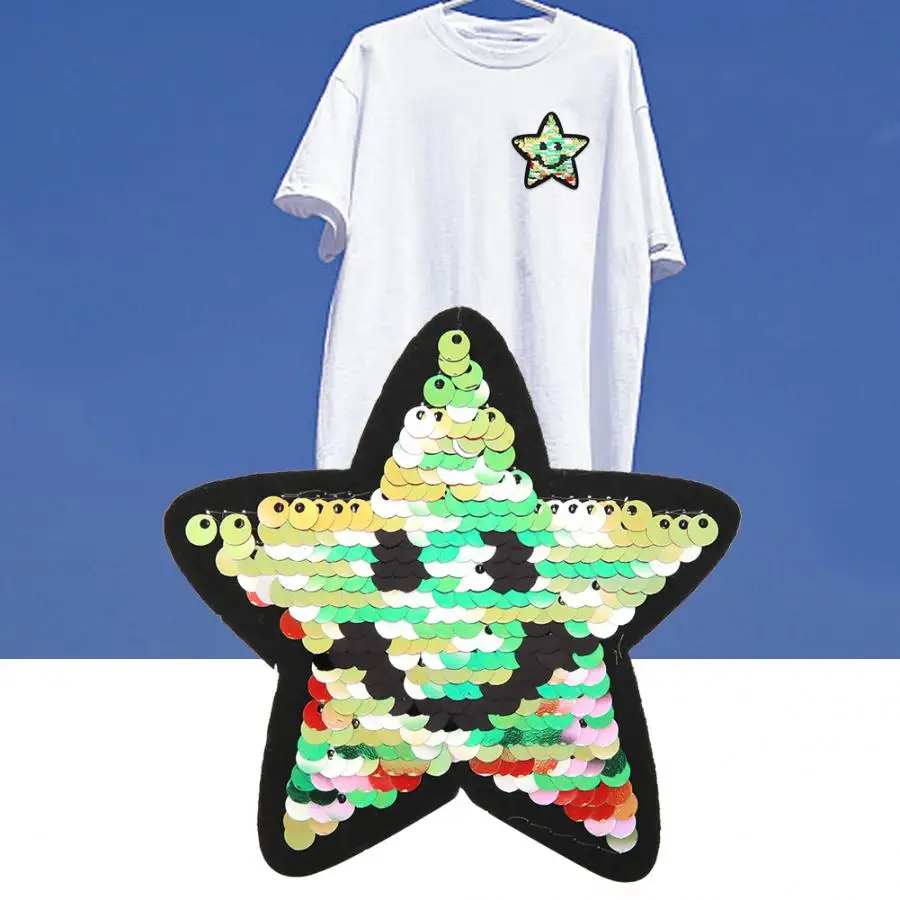 Горячая продажа 5 шт DIY расшитые блестками Звездные узоры со смайликом вышитые