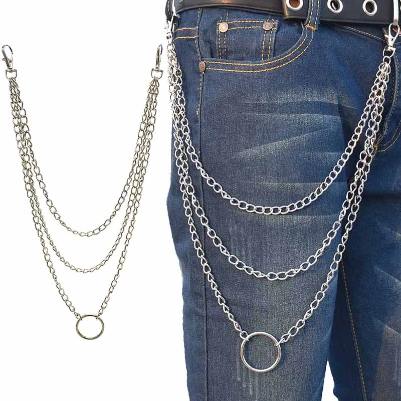 

1PC Metal Wallet Belt Chain Trousers Hipster Key Chains Punk Keychain Street Big Ring Keychains Pant Unisex HipHop Jewelry
