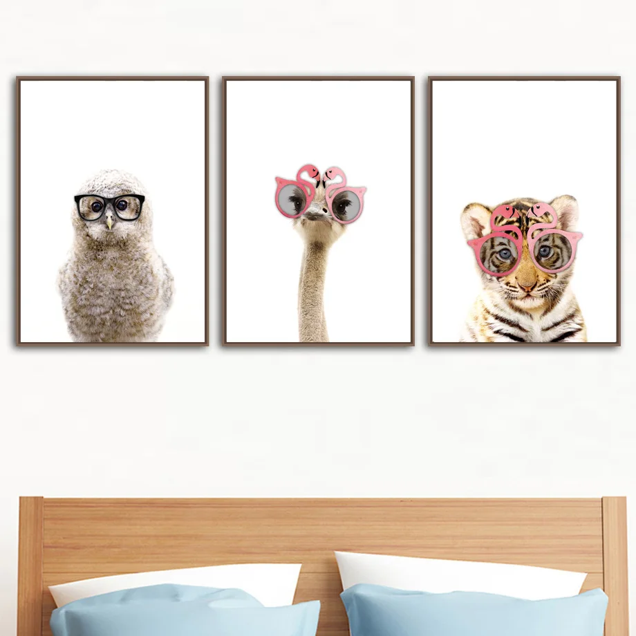 Абстрактная Картина на холсте Тигр Панда Страус Обезьяна Медведь Корова лама