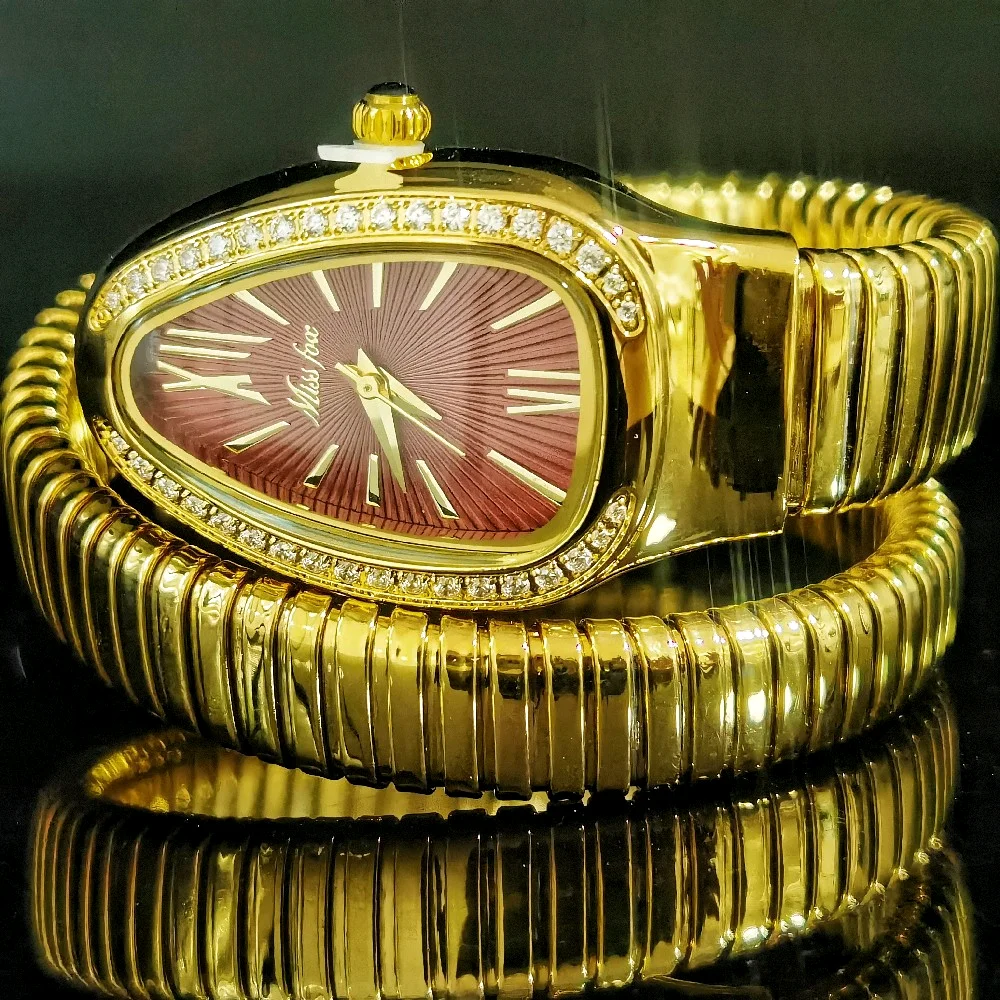 

MISSFOX Classic Snake Watches Woman Bracelet Red Quartz Fashion Luxury Women Watch Relógio Feminino Hiphop Party Unique Dropship