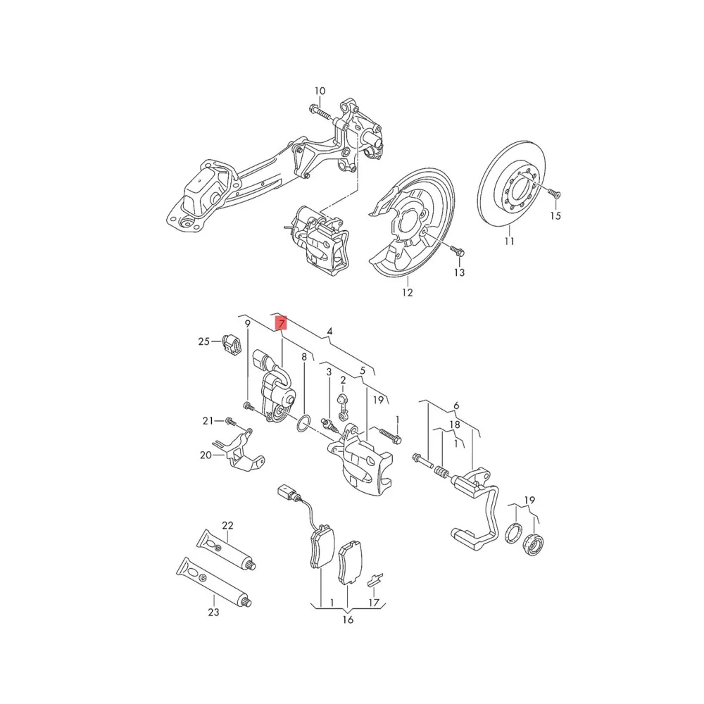 

3C0998281B Car 12 Torx Rear Caliper Parking Brake Servo Motor Repair Set for Q3 Passat CC Tiguan Alhambra 3C0 998 281A 3C0998281