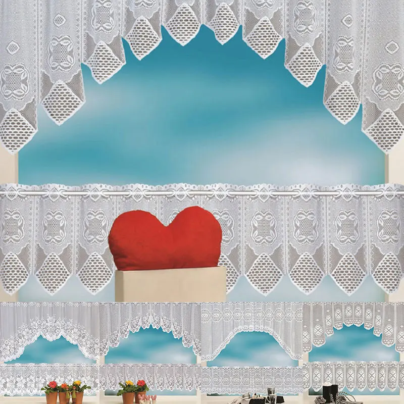 

Classic Lace Curtain Household Temperament Upper And Lower Curtain Kitchen Tulle Lace Sheer Jacquard Bedroom Curtains