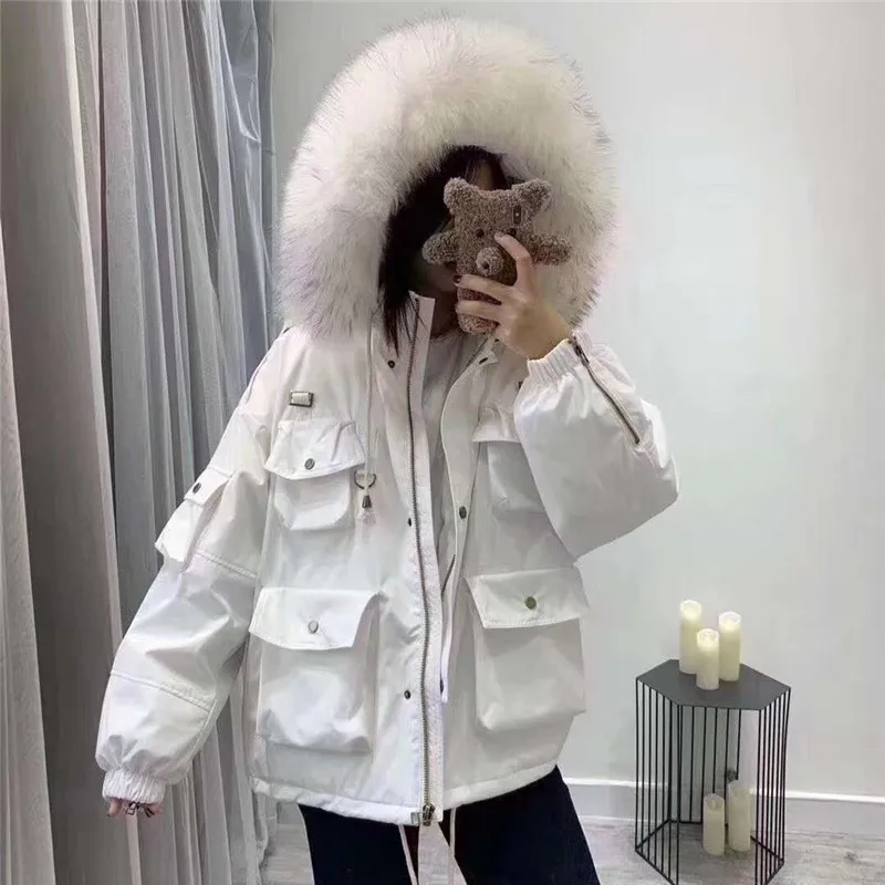New Brand Design 2020 Winter Thick Warm Jacket Coats Ladies Drawsting Loose Short Parka Solid Pockets Women Down | Женская одежда