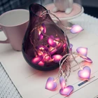 Светодиодная сказосветильник гирлянда с сердечками для свадьбы, Рождественская светодиодная сказочная светодиодная гирлянда розового цвета для девочек, гирлянда для помещений, вечеринки, сада, гирлянсветильник