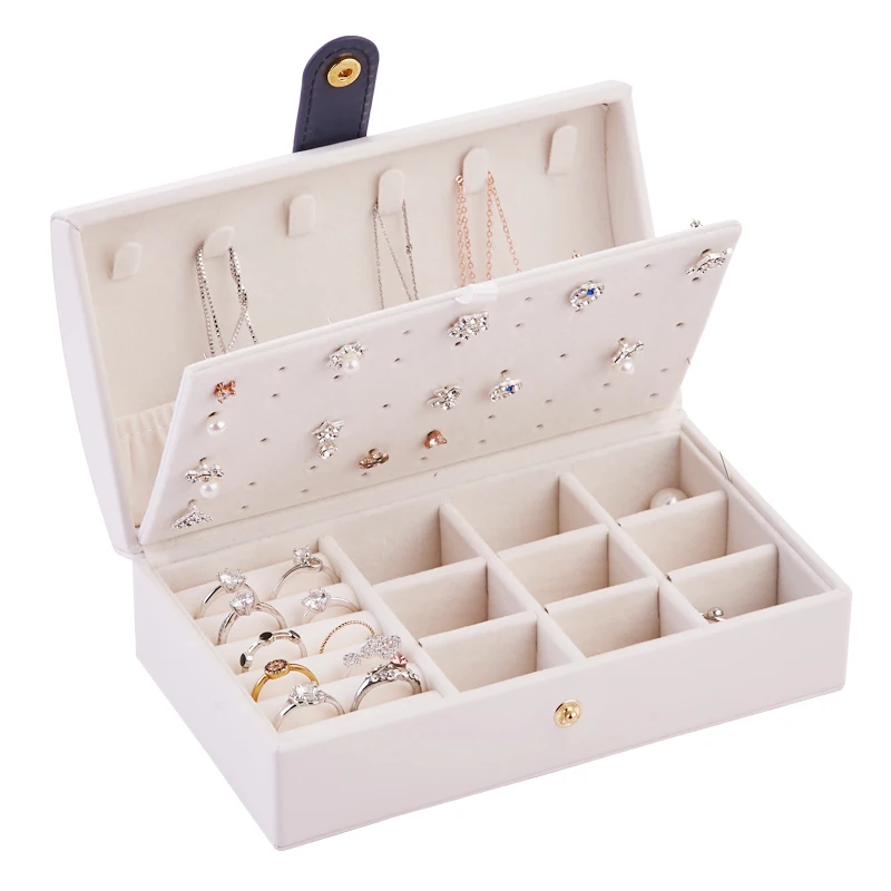 

Small Travel Jewelry Box with Mirror Mini Portable Leather Jewelry Storage Box Display Travel Box Jewelry Box Zipper Leather