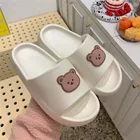 Сланцы для дома и пляжа, Эва, толстая подошва, симпатичный мультяшный медведь, шлепанцы для дома, ванной, девушек и мужчин, летние шлепанцы для бассейна