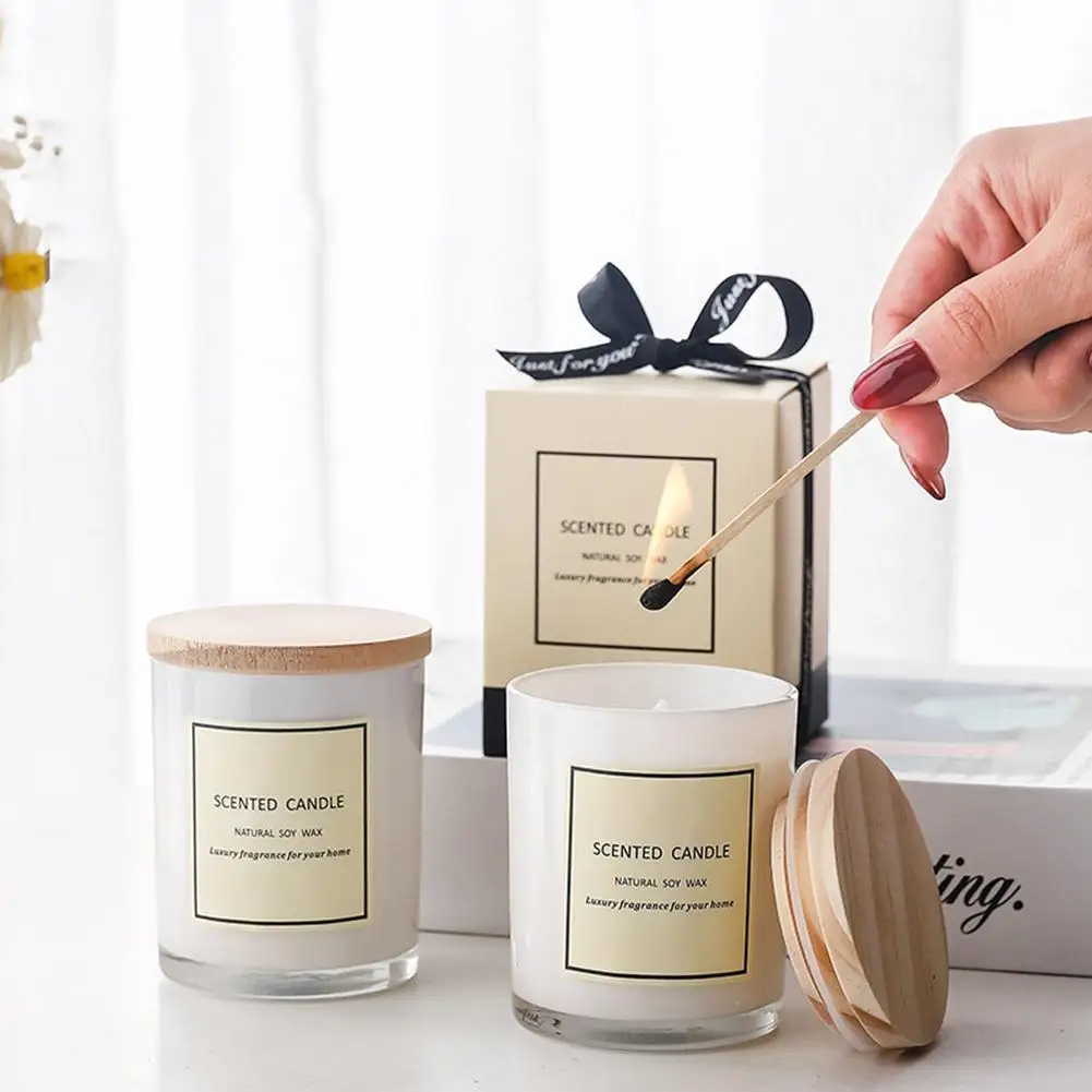 

Ribbon Gift Box Soy Wax Aromatherapy Scented Candle Glass Jars Valentine's Day Gift Women Romantic Home Living Room Decoration