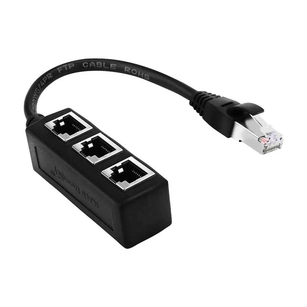 Разветвитель RJ45 от 1 до 3 Ethernet LAN сетевой кабель разветвитель сторонний удлинитель