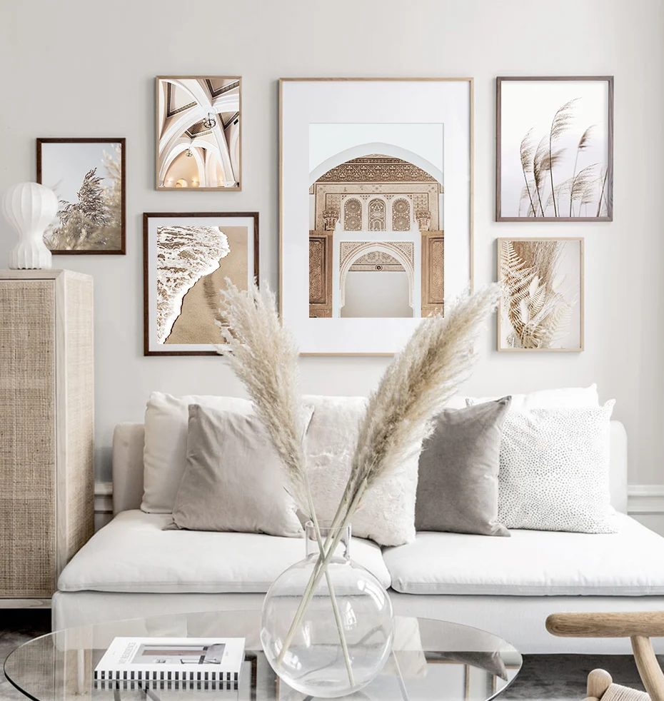 Настенная картина бежевого цвета с изображением сушеных растений ворот Монако |