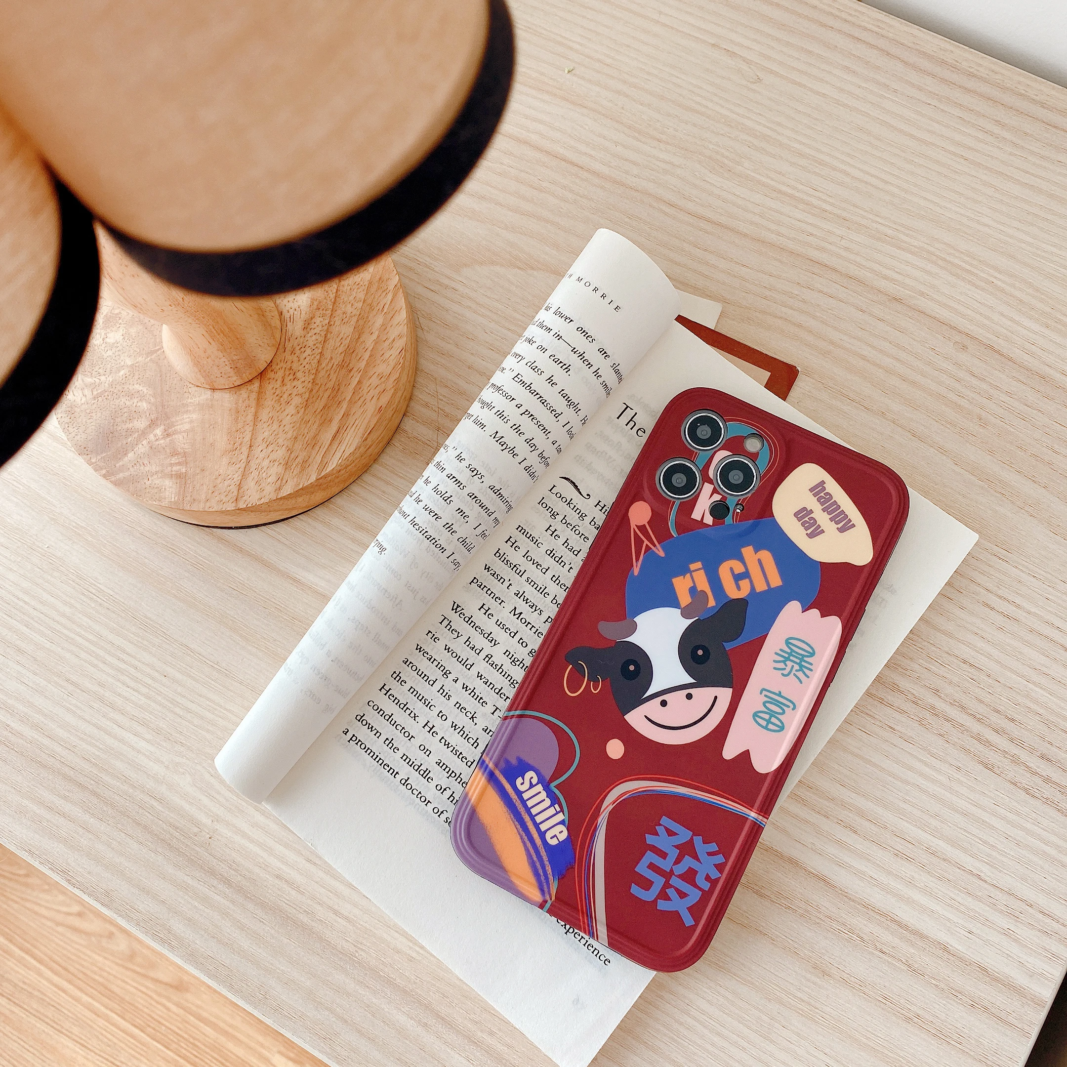 

Striped photo frame Rich Cow is suitable for iphone 12 pro mobile phone case 11/ 7 / 8plus X XS Max Xr mini case